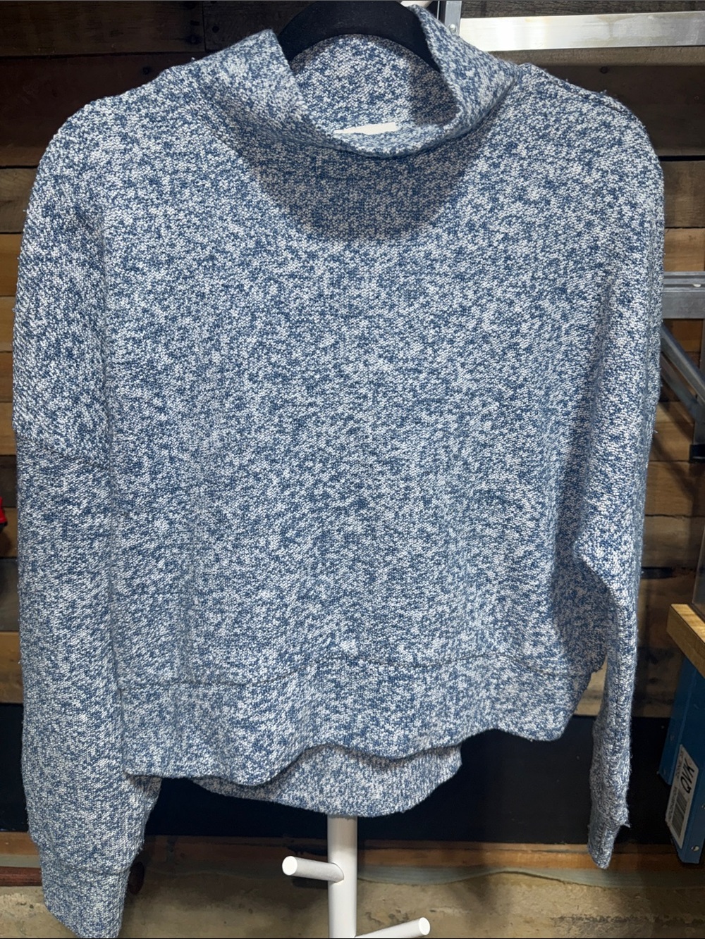 aerie Blue Speckled Turtleneck Sweatshirt Medium